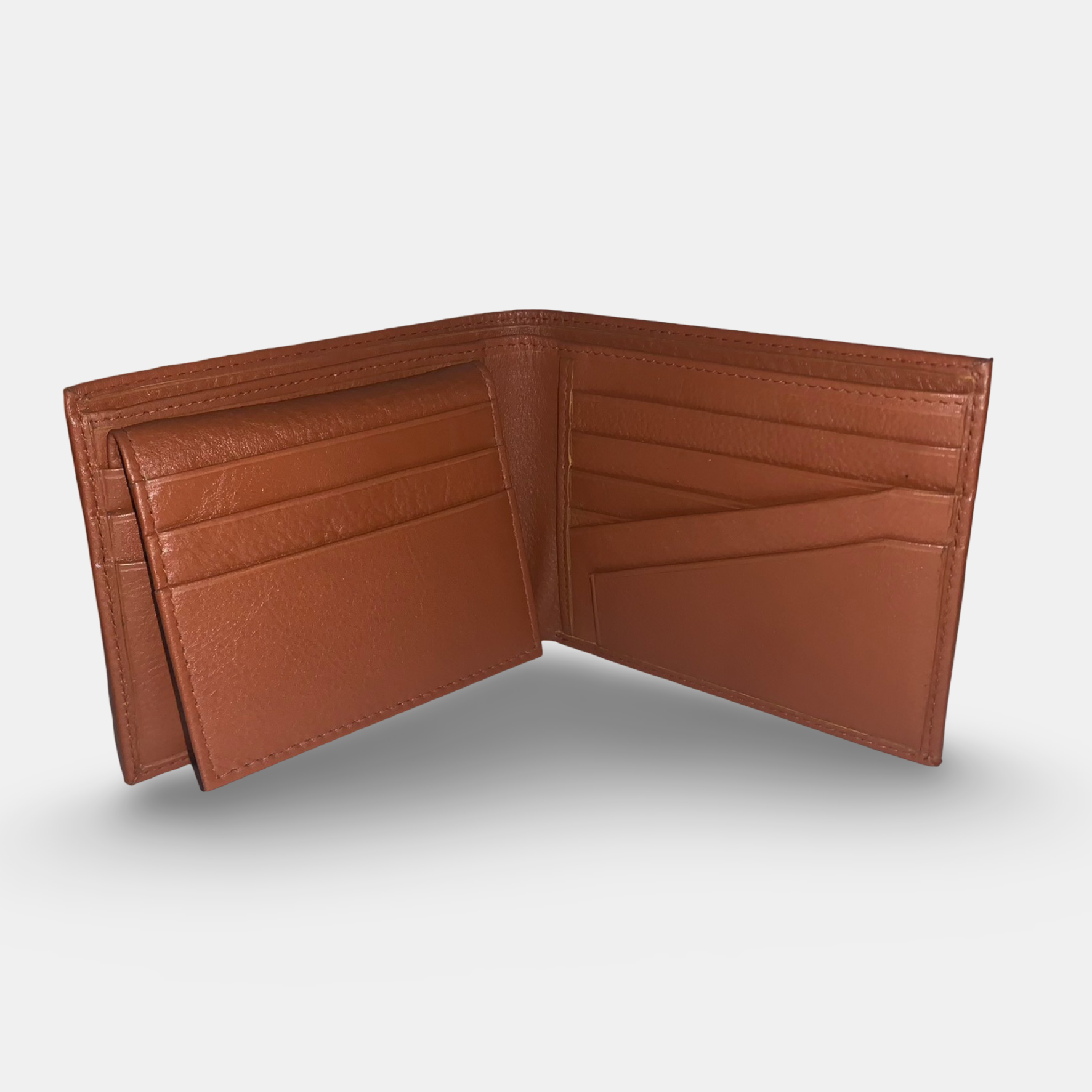 Men's Slim Leather Bifold Wallet – RFID Protected, Pull-Tab Design, Holds 12 Cards & Bills