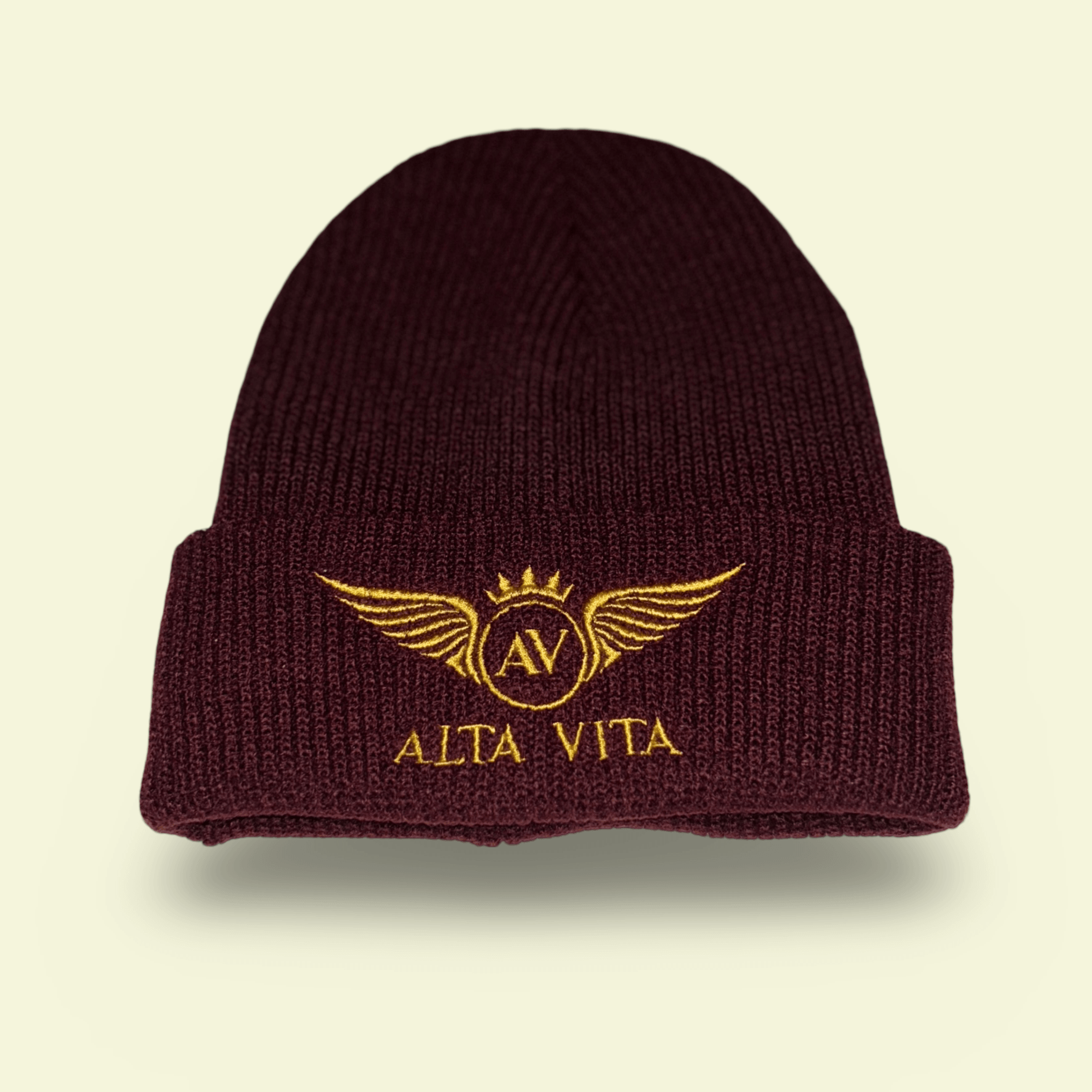 Alta Vita Mens Burgundy Beanie